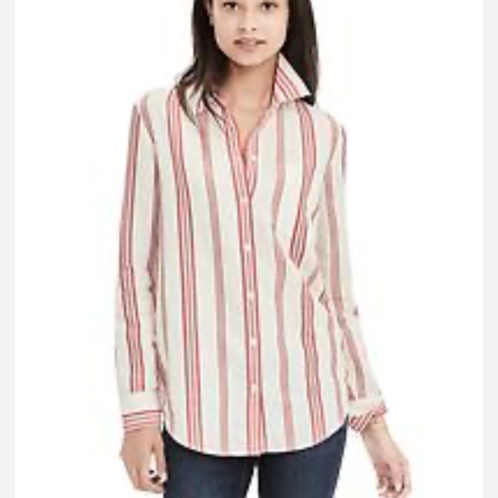 Tyler Boe Pink and White Striped Button-Up Shirt